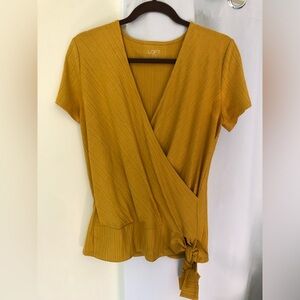 Mustard V-neck Blouse, Loft
